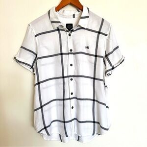 Harley Davidson Woman’s Plaid Button Up Short Sleeve Top Size Large